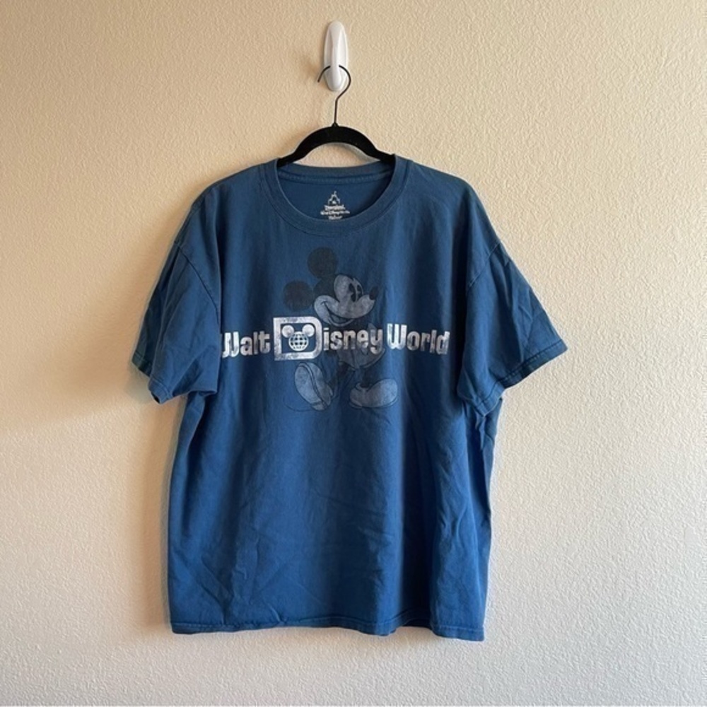 Disney Parks Retro Disney World Mickey Blue T shirt Short Sleeve Men’s Size XL